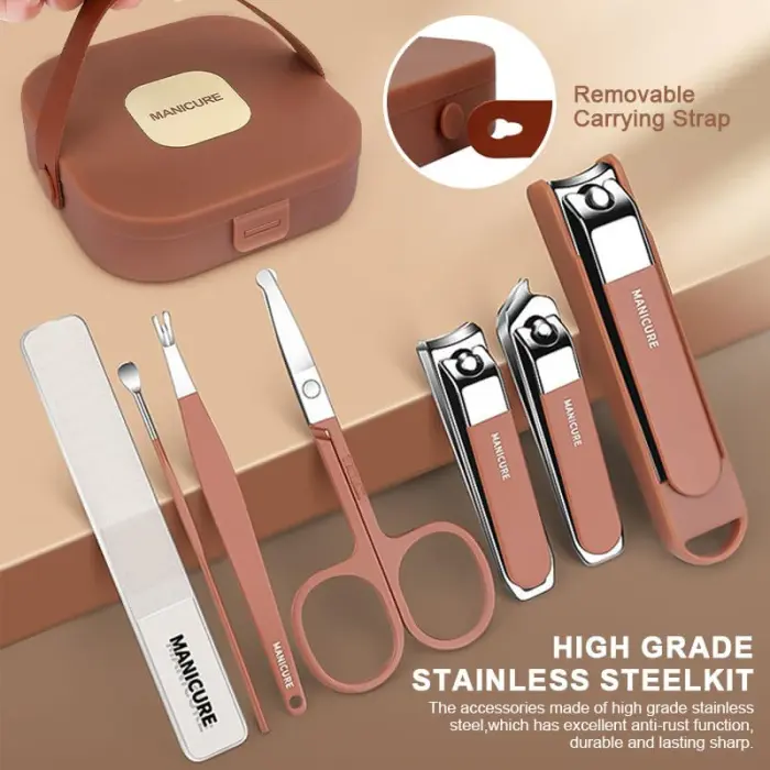 7 pcs Manicure Pedicure Nail Cutter Box Set Stainless Steel
