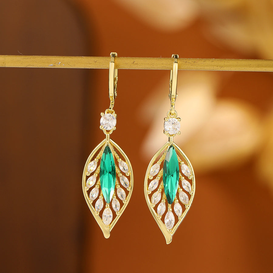 Blue Leaf Zircon Ear rings